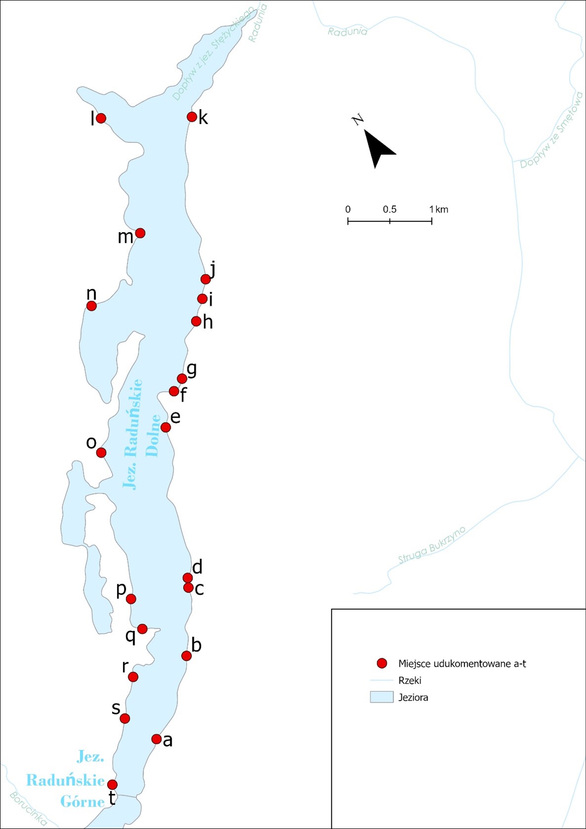Udokumentowane miejsca presji antropogenicznej w strefie buforowej Jeziora Raduńskiego Dolnego